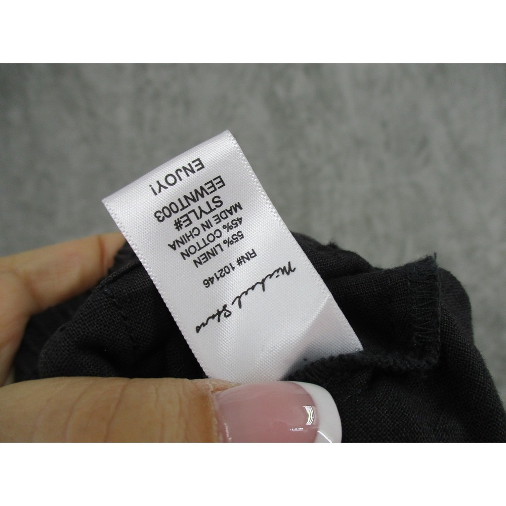 Michael Stars Pants Womens Medium Charcoal Linen Blend Wide Leg Pull On Pockets - Picture 9 of 11